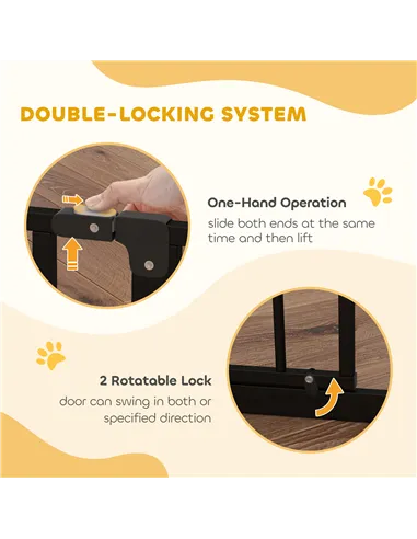 PawHut Extra Wide Dog Safety Gate, with Door Pressure, for Doorways, Hallways, Staircases - Black