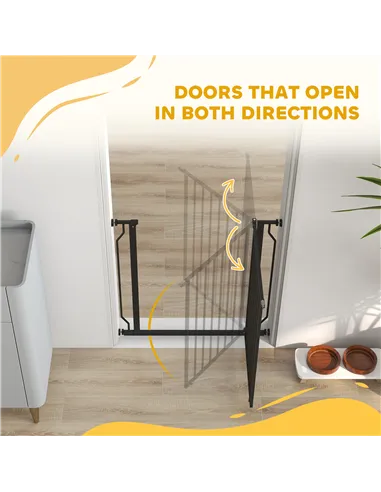 PawHut Extra Wide Dog Safety Gate, with Door Pressure, for Doorways, Hallways, Staircases - Black