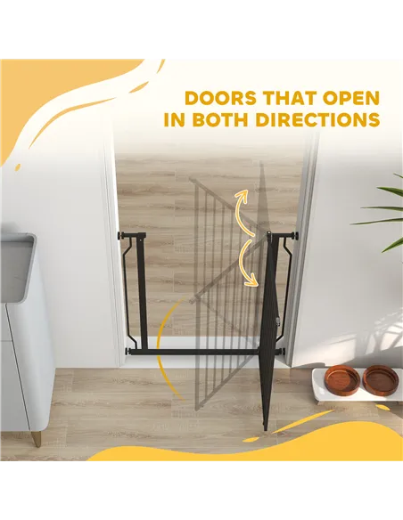 PawHut Extra Wide Dog Safety Gate, with Door Pressure, for Doorways, Hallways, Staircases - Black