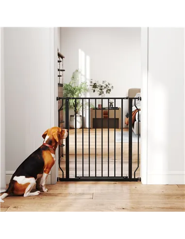 PawHut Extra Wide Dog Safety Gate, with Door Pressure, for Doorways, Hallways, Staircases - Black