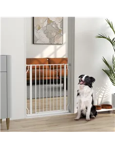PawHut Extra Wide Dog Safety Gate, with Door Pressure, for Doorways, Hallways, Staircases - White 2