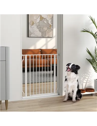 PawHut Extra Wide Dog Safety Gate, with Door Pressure, for Doorways, Hallways, Staircases - White