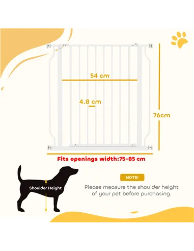 PawHut Extra Wide Dog Safety Gate, with Door Pressure, for Doorways, Hallways, Staircases - White