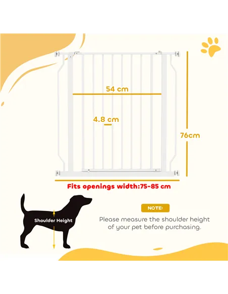PawHut Extra Wide Dog Safety Gate, with Door Pressure, for Doorways, Hallways, Staircases - White
