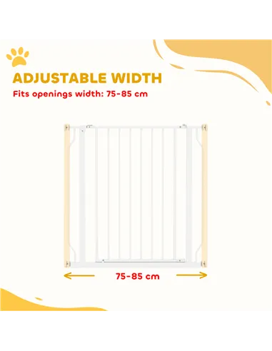 PawHut Extra Wide Dog Safety Gate, with Door Pressure, for Doorways, Hallways, Staircases - White