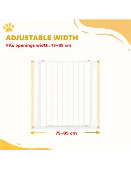 PawHut Extra Wide Dog Safety Gate, with Door Pressure, for Doorways, Hallways, Staircases - White