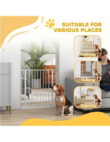PawHut Extra Wide Dog Safety Gate, with Door Pressure, for Doorways, Hallways, Staircases - White