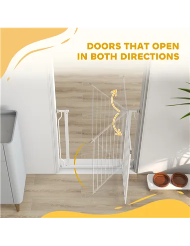 PawHut Extra Wide Dog Safety Gate, with Door Pressure, for Doorways, Hallways, Staircases - White