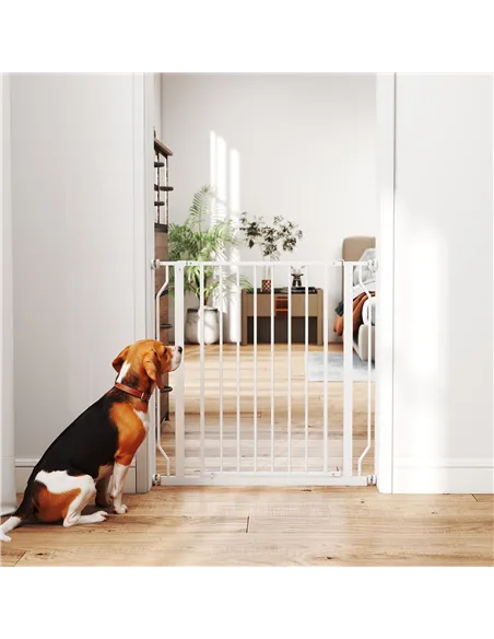PawHut Extra Wide Dog Safety Gate, with Door Pressure, for Doorways, Hallways, Staircases - White