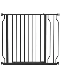 PawHut Wide Dog Safety Gate, with Door Pressure, for Doorways, Hallways, Staircases - Black