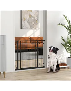 PawHut Wide Dog Safety Gate, with Door Pressure, for Doorways, Hallways, Staircases - Black 2
