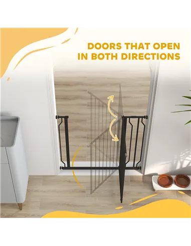 PawHut Wide Dog Safety Gate, with Door Pressure, for Doorways, Hallways, Staircases - Black