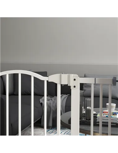 PawHut Metal 74-80cm Adjustable Pet Gate Safety Barrier w/ Auto-Close Door White