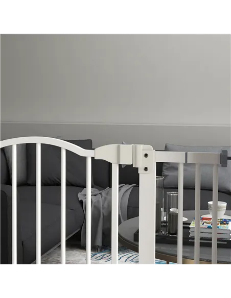 PawHut Metal 74-80cm Adjustable Pet Gate Safety Barrier w/ Auto-Close Door White