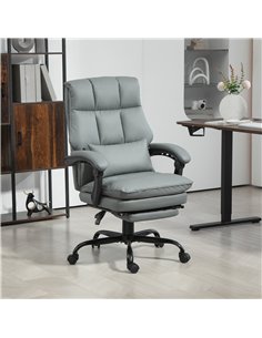 HOMCOM Faux Leather Reclining Office Chair, with Footrest - Grey 2