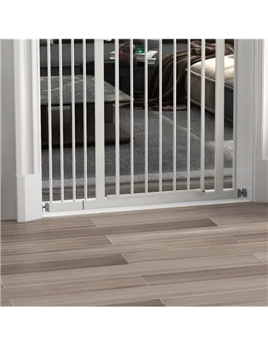 PawHut Metal 74-94cm Adjustable Pet Gate Safety Barrier w/ Auto-Close Door White