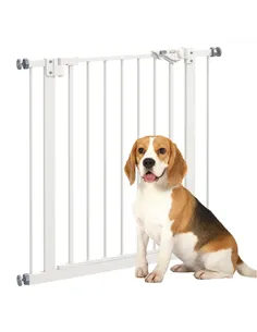 PawHut Adjustable Safety Gate w/ One Extensions, Four Adjustable Screws, White
