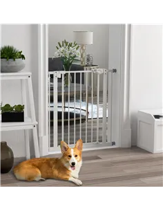 PawHut Adjustable Safety Gate w/ One Extensions, Four Adjustable Screws, White 2