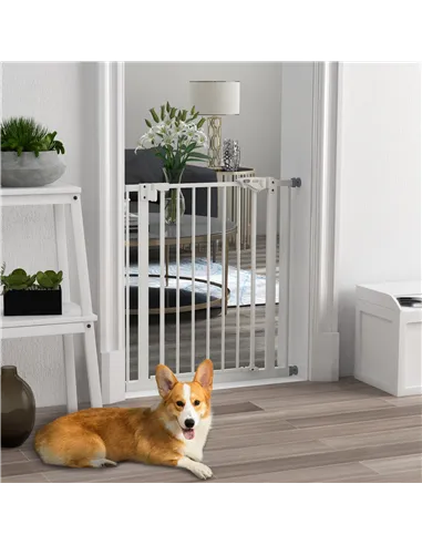 PawHut Adjustable Safety Gate w/ One Extensions, Four Adjustable Screws, White