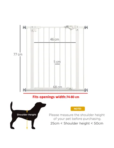 PawHut Adjustable Safety Gate w/ One Extensions, Four Adjustable Screws, White