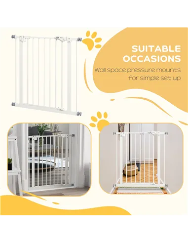 PawHut Adjustable Safety Gate w/ One Extensions, Four Adjustable Screws, White