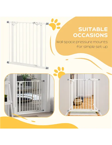 PawHut Adjustable Safety Gate w/ One Extensions, Four Adjustable Screws, White