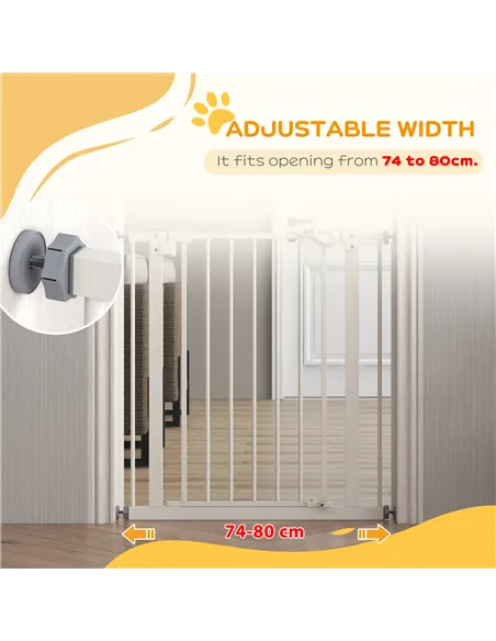 PawHut Adjustable Safety Gate w/ One Extensions, Four Adjustable Screws, White
