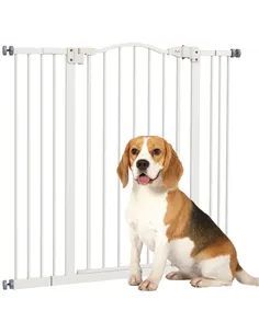 PawHut Pressure Fit Dog Stair Gate No Drilling Safety Gate Auto Close for Doorways, Hallways, 74-100cm Adjustable, 94cm Tall, Wh