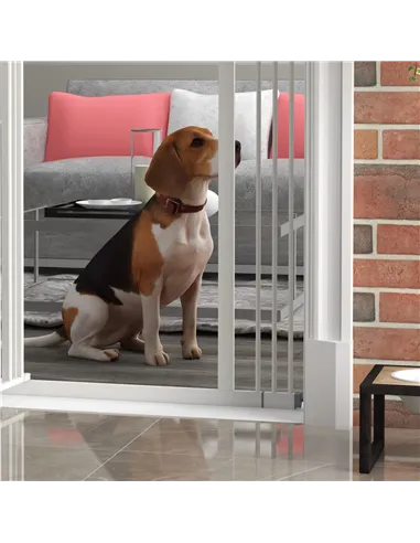 PawHut Pressure Fit Dog Stair Gate No Drilling Safety Gate Auto Close for Doorways, Hallways, 74-100cm Adjustable, 94cm Tall, Wh