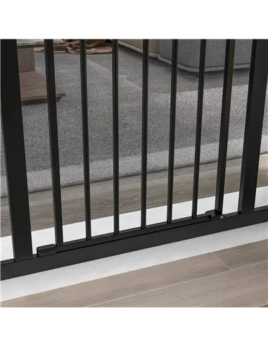 PawHut Metal 74-100cm Adjustable Pet Gate Safety Barrier w/ Auto-Close Door Black