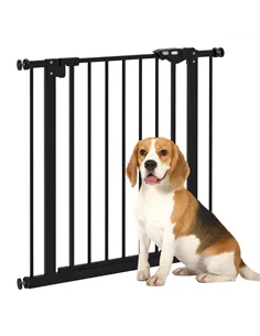 PawHut Adjustable Safety Gate w/ One Extensions, Four Adjustable Screws, Black
