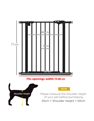 PawHut Adjustable Safety Gate w/ One Extensions, Four Adjustable Screws, Black