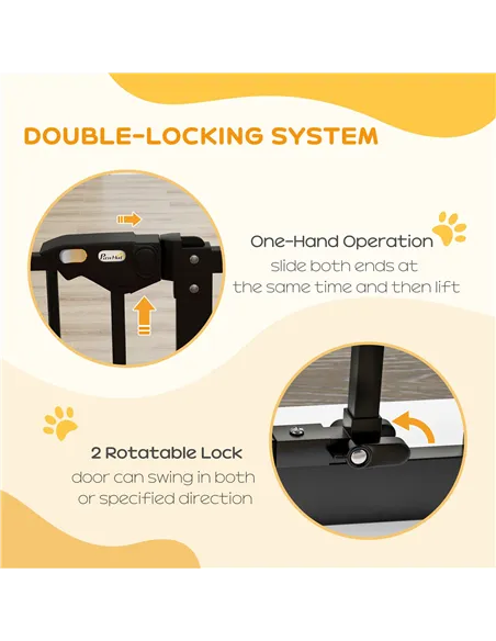 PawHut Adjustable Safety Gate w/ One Extensions, Four Adjustable Screws, Black