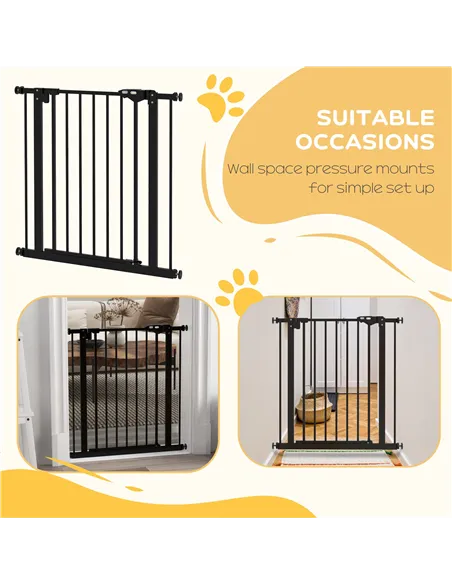 PawHut Adjustable Safety Gate w/ One Extensions, Four Adjustable Screws, Black