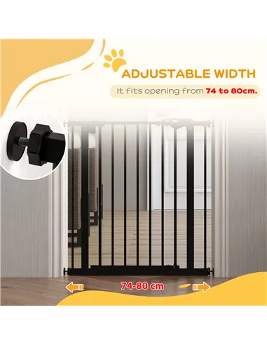 PawHut Adjustable Safety Gate w/ One Extensions, Four Adjustable Screws, Black