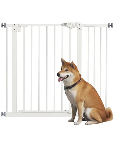 PawHut Adjustable Safety Gate w/ One Extensions, Four Adjustable Screws, White