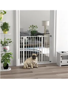 PawHut Adjustable Safety Gate w/ One Extensions, Four Adjustable Screws, White 2