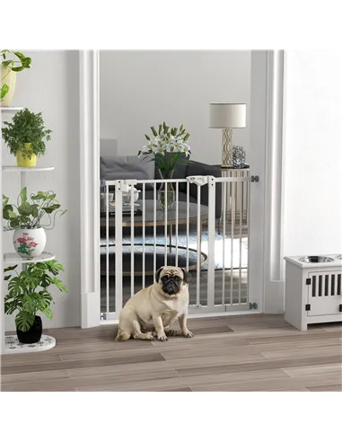 PawHut Adjustable Safety Gate w/ One Extensions, Four Adjustable Screws, White