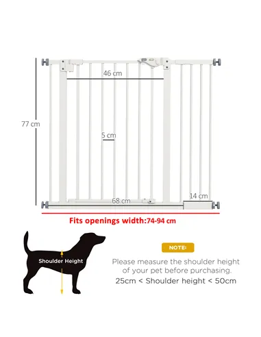 PawHut Adjustable Safety Gate w/ One Extensions, Four Adjustable Screws, White