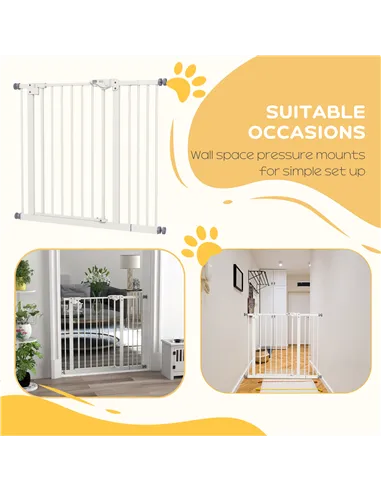 PawHut Adjustable Safety Gate w/ One Extensions, Four Adjustable Screws, White