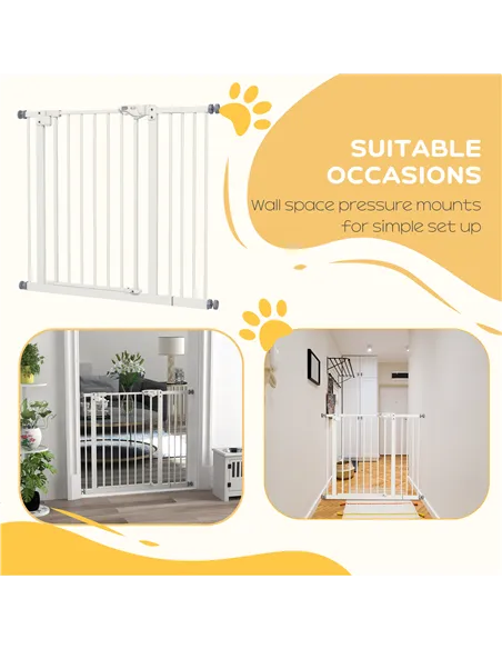 PawHut Adjustable Safety Gate w/ One Extensions, Four Adjustable Screws, White