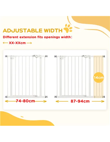 PawHut Adjustable Safety Gate w/ One Extensions, Four Adjustable Screws, White