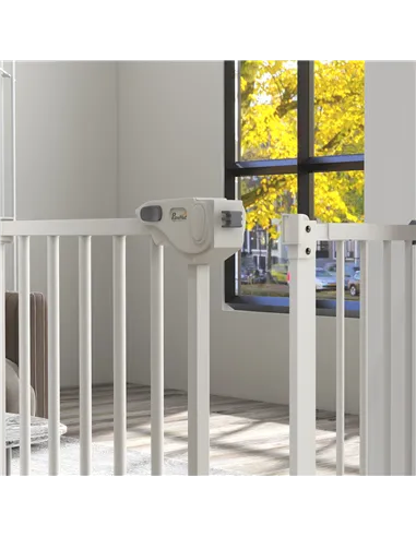 PawHut Adjustable Safety Gate w/ One Extensions, Four Adjustable Screws, White
