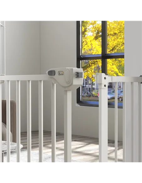 PawHut Adjustable Safety Gate w/ One Extensions, Four Adjustable Screws, White