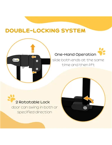 PawHut Metal Pet Safety Gate Dog Gate Folding Fence 74-87cm, Black