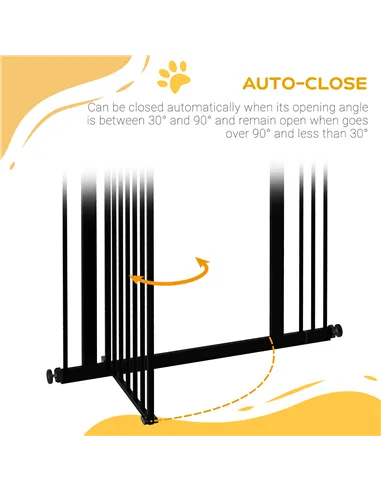 PawHut Metal Pet Safety Gate Dog Gate Folding Fence 74-87cm, Black