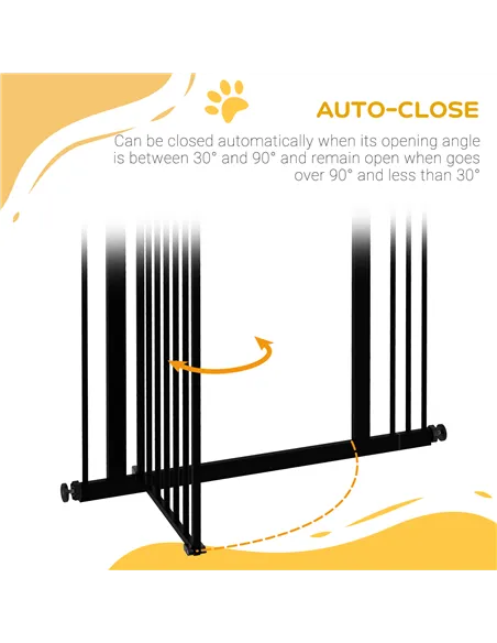 PawHut Metal Pet Safety Gate Dog Gate Folding Fence 74-87cm, Black