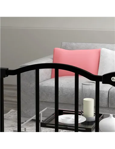 PawHut Metal Pet Safety Gate Dog Gate Folding Fence 74-87cm, Black
