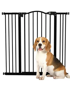 PawHut Pressure Fit Dog Stair Gate No Drilling Safety Gate Auto Close for Doorways, Hallways, 74-100cm Adjustable, 94cm Tall, Bl