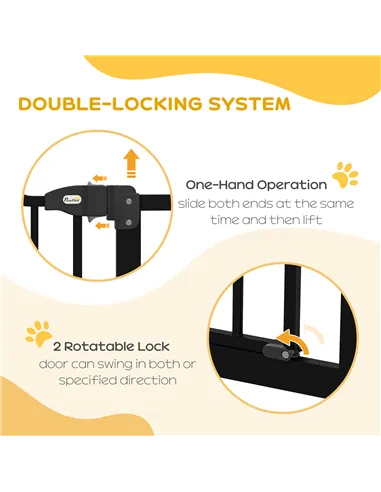 PawHut Pressure Fit Dog Stair Gate No Drilling Safety Gate Auto Close for Doorways, Hallways, 74-100cm Adjustable, 94cm Tall, Bl